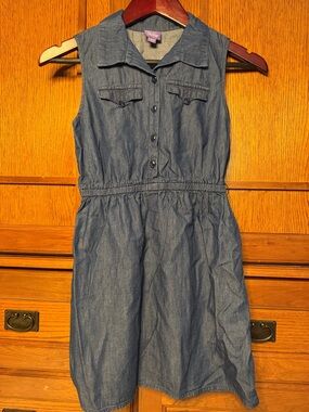 BeBop Sleeveless Chambray Button-Front Shirt Dress Denim Romper Casual Classic